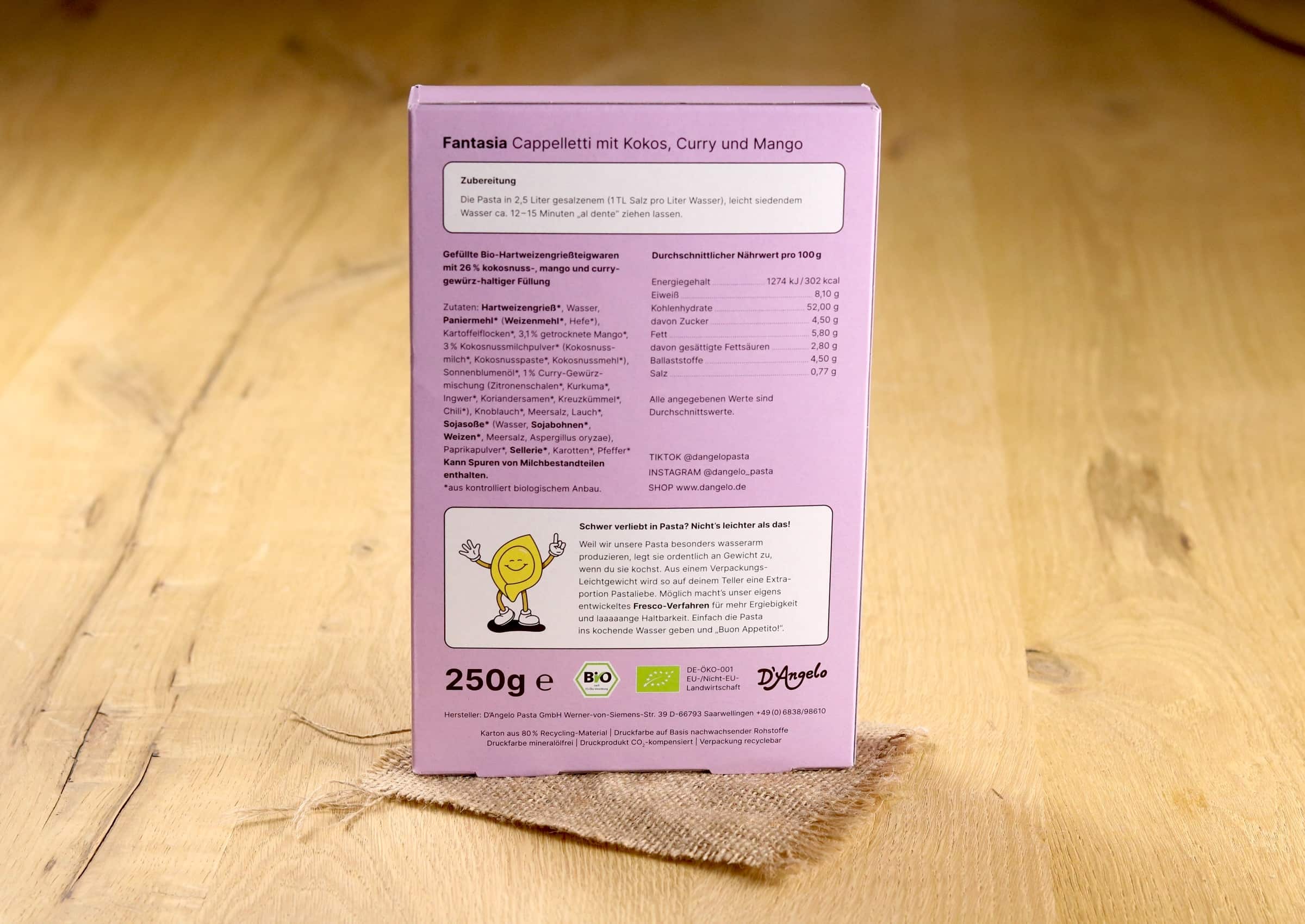 Bio Cappelletti Kokos-Mango-Curry